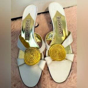 💥Paloma Women's White and Gold Sandals